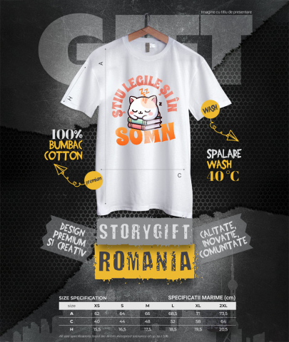 Tricou Femei, Barbati, Copii, Fata, Baiat, Unisex Personalizat Tricou Pisica Somnoroasă - "Știu Legile Și În Somn" | Cadou Amuzant pentru Iubitorii de Pisici și Educație [3]