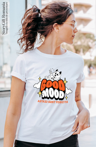 Tricou Femei, Barbati, Copii, Fata, Baiat, Unisex Personalizat "Pisica Veselă 'Astăzi Sunt Fericită' - Cadou Personalizat pentru Copii și Familie" [1]