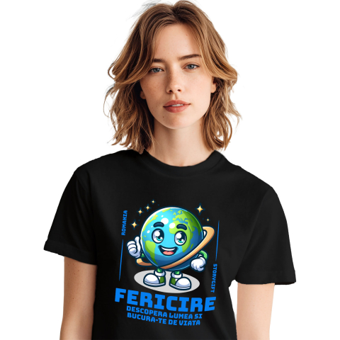 Planeta - Tricou Femei, Barbati, Copii, Fata, Baiat, Unisex Personalizat "Produse personalizate pentru vacanță – Planeta Pământ veselă și fericire"