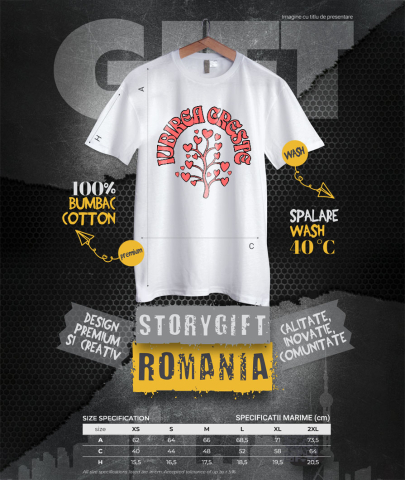 Tricou Femei, Barbati, Copii, Fata, Baiat, Unisex Personalizat „Pom Cu Inimioare - Cadou Personalizat „Iubirea Crește” pentru Familie, Copii și Prieteni de Valentine's Day” [3]