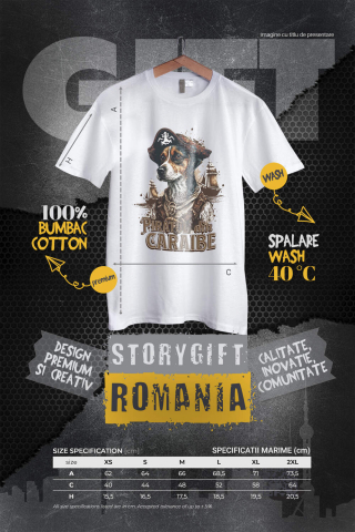 Tricou Femei, Barbati, Copii, Fata, Baiat, Unisex Personalizat Piratul din Caraibe – Portret Personalizat Câine Aventurier [3]