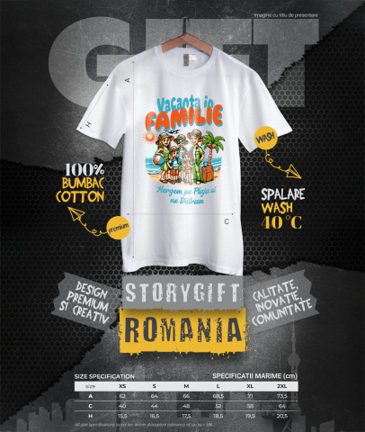 Tricou Femei, Barbati, Copii, Fata, Baiat, Unisex Personalizat Portret Familie Pe Plajă – Cadou Personalizat Perfect Pentru Vacanță [3]