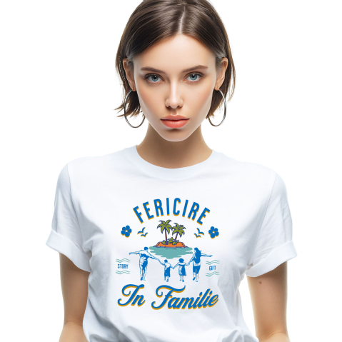 Tricou Femei, Barbati, Copii, Fata, Baiat, Unisex Personalizat Tricou Personalizat Familie - „Fericire în Vacanță” | Cadouri Unice