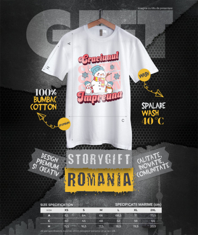 Tricou Femei, Barbati, Copii, Fata, Baiat, Unisex Personalizat Portret Familie cu Oameni de Zăpadă Veseli – Cadouri Personalizate pentru Crăciunul Împreună [3]