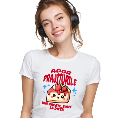 Tricou Femei, Barbati, Copii, Fata, Baiat, Unisex Personalizat Cheesecake personalizat cu căpșuni și mesaj haios – Cadou ideal pentru iubitorii de prăjituri
