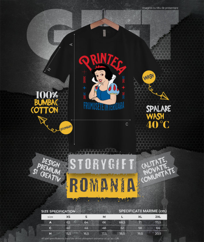 Tricou Femei cu Printesa - Alba ca Zapada: Basmul Fermecat 100% Bumbac, Negru, M [3]