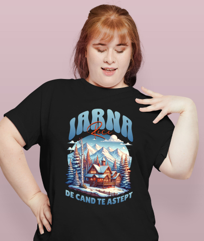 Tricou Femei, Barbati, Copii, Fata, Baiat, Unisex Personalizat "Cabana în Pădure și Zăpadă – Vacanță de Iarnă și Crăciun în Natură" [1]