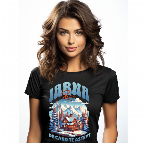 Tricou Femei, Barbati, Copii, Fata, Baiat, Unisex Personalizat "Cabana în Pădure și Zăpadă – Vacanță de Iarnă și Crăciun în Natură"