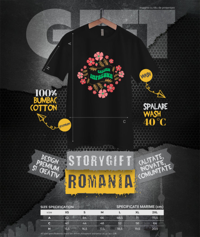 Tricou Femei, Barbati, Copii, Fata, Baiat, Unisex Personalizat Rama Foto cu Flori Colorate | Cadou Personalizat Creștem Împreună | Dragoste și Natură [3]