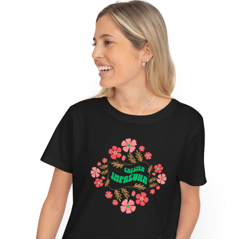 Flori - Tricou Femei, Barbati, Copii, Fata, Baiat, Unisex Personalizat Rama Foto cu Flori Colorate | Cadou Personalizat Creștem Împreună | Dragoste și Natură