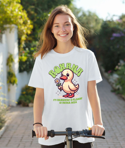 Tricou Femei, Barbati, Copii, Fata, Baiat, Unisex Personalizat Rata cu Floare Margaretă - Cadou Personalizat pentru Valentine's Day și Dragoste [1]