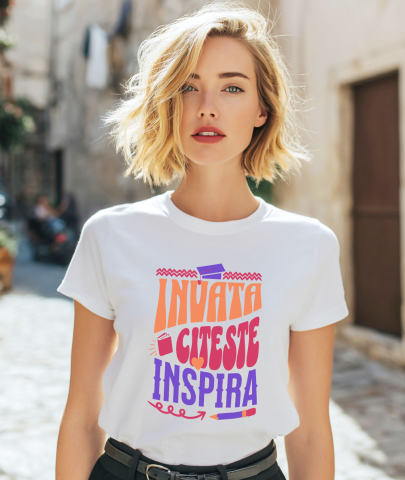 Tricou Femei, Barbati, Copii, Fata, Baiat, Unisex Personalizat Rechizite Școlare și Toca Motivațională | Educație, Citire și Inspirație pentru Elevi [1]
