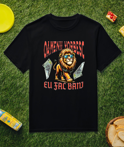 Tricou Femei, Barbati, Copii, Fata, Baiat, Unisex Personalizat Leu Fericit cu Ochelari și Bancnote – Design Motivațional Personalizat [2]