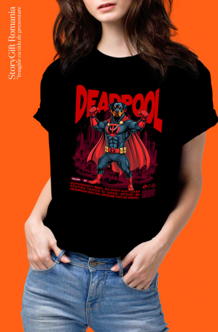 Tricou Femei, Barbati, Copii, Fata, Baiat, Unisex Personalizat Rottweiler în Costum Deadpool - Cadou Personalizat pentru Copii și Familie [1]