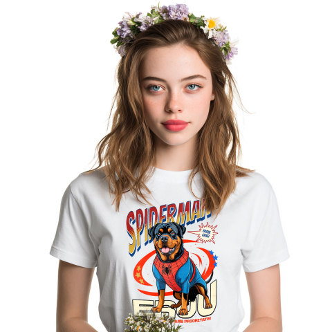 SuperEroi si Personaje TV - Tricou Femei, Barbati, Copii, Fata, Baiat, Unisex Personalizat Rottweiler în Costum Spider-Man - Cadou Personalizat pentru Copii și Familie