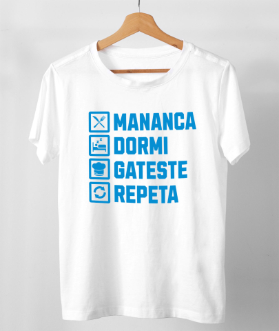 Tricou Femei, Barbati, Copii, Fata, Baiat, Unisex Personalizat Rutina zilnică „Mănâncă, dormi, gătește, repetă” – Cadou personalizat pentru iubitorii de gătit [2]