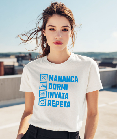 Tricou Femei, Barbati, Copii, Fata, Baiat, Unisex Personalizat Rutina Zilnică: Produse Personalizate pentru Alimentație, Somn, Învățat și Dezvoltare Personală pentru Copii și Familie [1]
