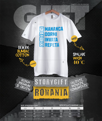 Tricou Femei, Barbati, Copii, Fata, Baiat, Unisex Personalizat Rutina Zilnică: Produse Personalizate pentru Alimentație, Somn, Învățat și Dezvoltare Personală pentru Copii și Familie [3]