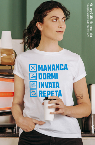 Tricou Femei, Barbati, Copii, Fata, Baiat, Unisex Personalizat Rutina Zilnică: Produse Personalizate pentru Alimentație, Somn, Învățat și Dezvoltare Personală pentru Copii și Familie [1]