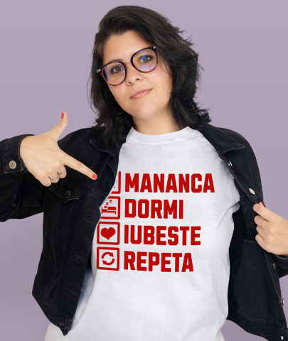 Tricou Femei, Barbati, Copii, Fata, Baiat, Unisex Personalizat „Rutina Zilnică de Dragoste - Cadou Amuzant și Personalizat pentru Iubita, Familie și Prieteni de Valentine's Day” [1]
