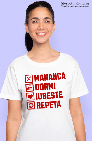 Tricou Femei, Barbati, Copii, Fata, Baiat, Unisex Personalizat „Rutina Zilnică de Dragoste - Cadou Amuzant și Personalizat pentru Iubita, Familie și Prieteni de Valentine's Day” [1]