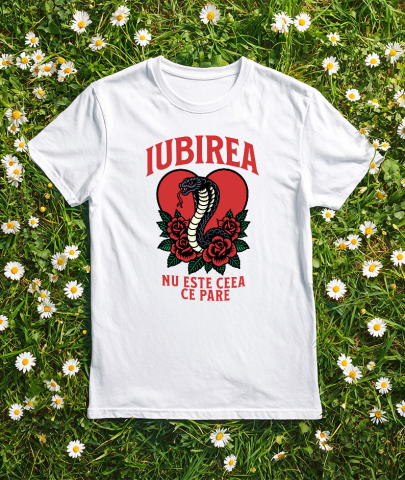 Tricou Femei, Barbati, Copii, Fata, Baiat, Unisex Personalizat „Șarpe Printre Flori Roșii - Cadou Personalizat „Iubirea Nu Este Ceea Ce Pare” pentru Familie, Copii, Tati și Prieteni” [2]