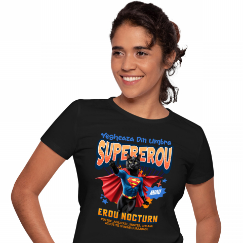 Tricouri - Tricou Femei, Barbati, Copii, Fata, Baiat, Unisex Personalizat Scottish Fold în Costum de Superman – Cadou pentru Iubitorii de Pisici