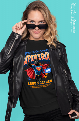 Tricou Femei, Barbati, Copii, Fata, Baiat, Unisex Personalizat Scottish Fold în Costum de Superman – Cadou pentru Iubitorii de Pisici [1]