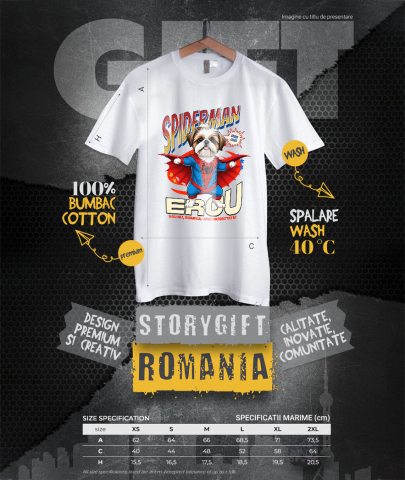Tricou Femei, Barbati, Copii, Fata, Baiat, Unisex Personalizat Shih Tzu în Costum Spider-Man - Cadou Personalizat pentru Copii și Familie [3]