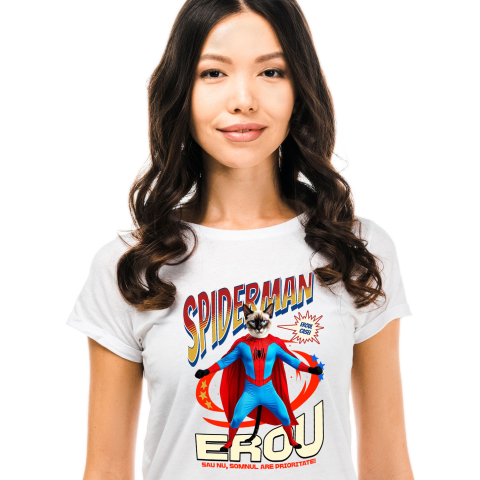 SuperEroi si Personaje TV - Tricou Femei, Barbati, Copii, Fata, Baiat, Unisex Personalizat Pisică Siameză în Costum Spider-Man - Cadou Personalizat pentru Iubitorii de Pisici și Copii