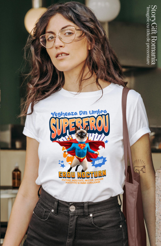 Tricou Femei, Barbati, Copii, Fata, Baiat, Unisex Personalizat Pisică Siameză Supererou – Design Personalizat pentru Iubitorii de Animale și Familie [1]