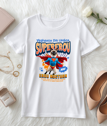 Tricou Femei, Barbati, Copii, Fata, Baiat, Unisex Personalizat Pisică Siameză Supererou – Design Personalizat pentru Iubitorii de Animale și Familie [2]