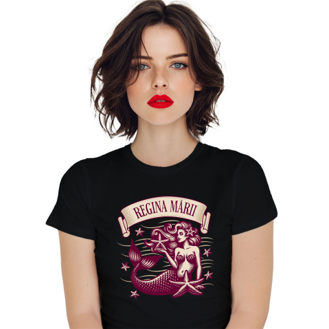 Tricou Femei, Barbati, Copii, Fata, Baiat, Unisex Personalizat "Produse personalizate pentru vacanță – Sirena cu stele de mare și regina mării în lumea acvatică"