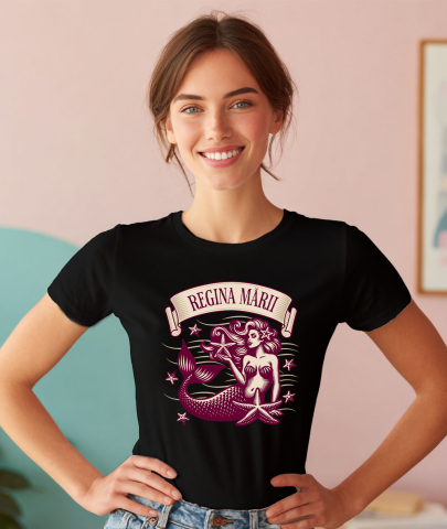 Tricou Femei, Barbati, Copii, Fata, Baiat, Unisex Personalizat "Produse personalizate pentru vacanță – Sirena cu stele de mare și regina mării în lumea acvatică" [1]