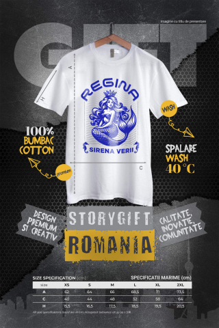 Tricou Femei, Barbati, Copii, Fata, Baiat, Unisex Personalizat Sirena de Mare cu Coroană și Păr Lung - Regină a Mării pentru Cadouri Unice [3]