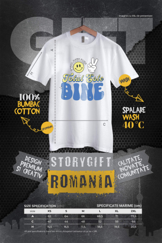 Tricou Femei, Barbati, Copii, Fata, Baiat, Unisex Personalizat Totul Este Bine – Tricou Personalizat cu Smiley Face Galben și Mesaj Inspirațional [3]