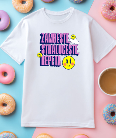 Tricou Femei, Barbati, Copii, Fata, Baiat, Unisex Personalizat Zâmbește, Strălucește, Repeta - Cadouri Personalizate cu Mesaj Amuzant și Energie Pozitivă [2]