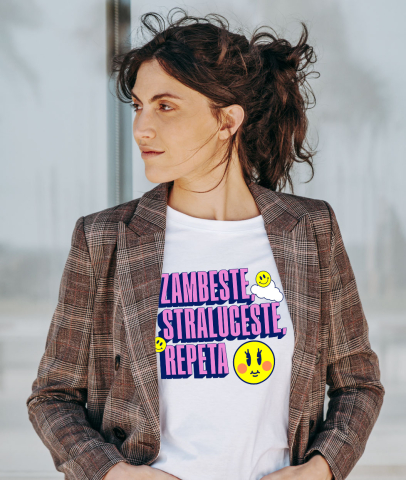 Tricou Femei, Barbati, Copii, Fata, Baiat, Unisex Personalizat Zâmbește, Strălucește, Repeta - Cadouri Personalizate cu Mesaj Amuzant și Energie Pozitivă [1]