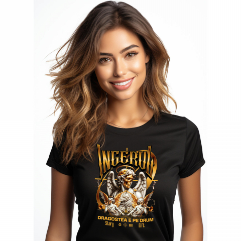 INGERI - Tricou Femei, Barbati, Copii, Fata, Baiat, Unisex Personalizat Statuie Înger Cu Aripi și Trompete - Cadou Personalizat Dragoste | Valentine's Day