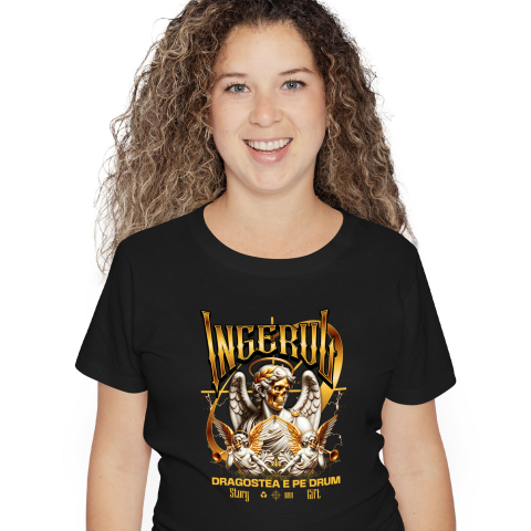 Ingeri Si Zei - Tricou Femei, Barbati, Copii, Fata, Baiat, Unisex Personalizat Statuie Înger Cu Aripi și Trompete - Cadou Personalizat Dragoste | Valentine's Day