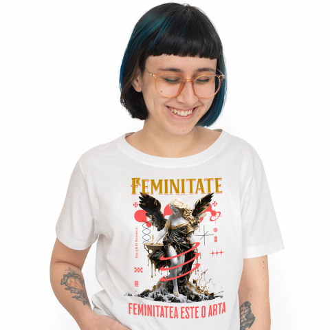 INGERI - Tricou Femei, Barbati, Copii, Fata, Baiat, Unisex Personalizat Statuie Feminitate cu Aripi - Cadou Motivational pentru Femei