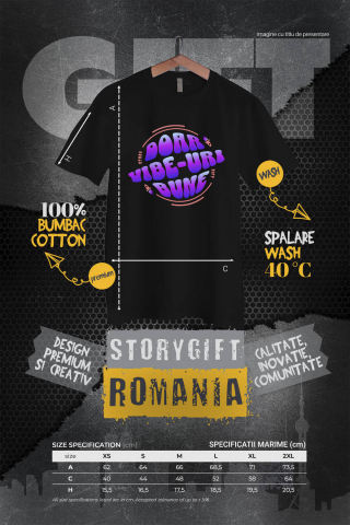 Tricou Femei, Barbati, Copii, Fata, Baiat, Unisex Personalizat Doar Vibe-uri Bune – Tricou Personalizat cu Mesaj Pozitiv [3]