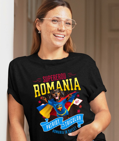 Tricou Femei, Barbati, Copii, Fata, Baiat, Unisex Personalizat Teckel / Dachshund în Costum de Căpitan România – Cadou Personalizat pentru Iubitorii de Câini [1]