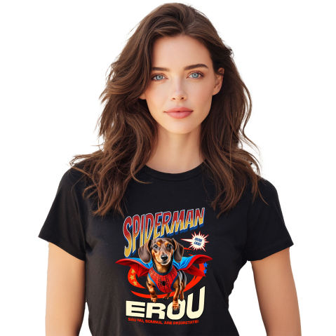 SuperEroi si Personaje TV - Tricou Femei, Barbati, Copii, Fata, Baiat, Unisex Personalizat Teckel (Dachshund) în Costum Spider-Man - Cadou Personalizat pentru Copii și Familie