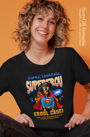 Tricou Femei, Barbati, Copii, Fata, Baiat, Unisex Personalizat Teckel în Costum de Superman – Cadouri Personalizate pentru Familie și Copii [1]