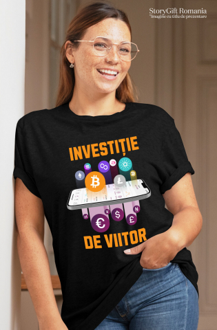 Tricou Femei, Barbati, Copii, Fata, Baiat, Unisex Personalizat Telefon cu Criptomonede Bitcoin – „Investiție de Viitor” – Cadou Personalizat pentru Familie, Tati, Copii, Prieteni [1]