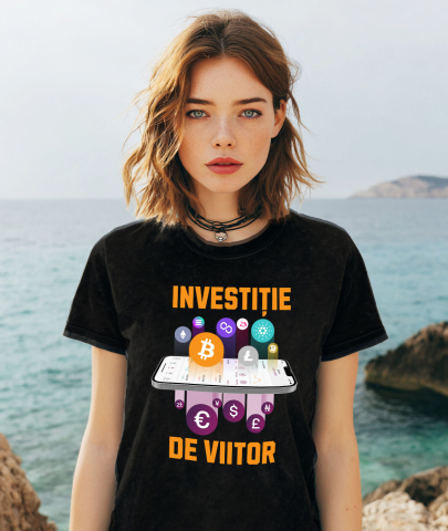 Tricou Femei, Barbati, Copii, Fata, Baiat, Unisex Personalizat Telefon cu Criptomonede Bitcoin – „Investiție de Viitor” – Cadou Personalizat pentru Familie, Tati, Copii, Prieteni [1]