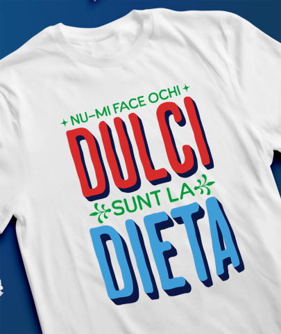 Tricou Femei, Barbati, Copii, Fata, Baiat, Unisex Personalizat „Nu-mi face ochi dulci, sunt la dietă!” - Mesaj Haios pentru Iubitorii de Dulciuri la Dietă [2]