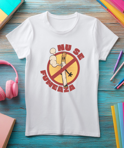 Tricou Femei, Barbati, Copii, Fata, Baiat, Unisex Personalizat Semn Interzis și Țigară Fumând - Mesaj Anti-Fumat pentru un Stil de Viață Sănătos [2]