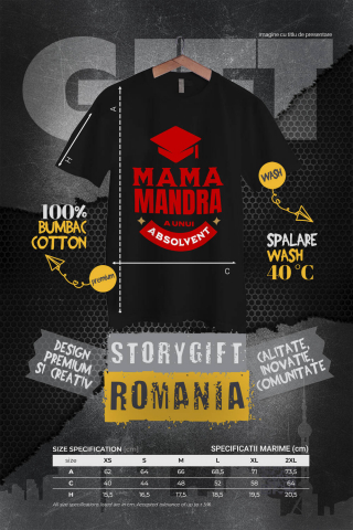 Tricou Femei, Barbati, Copii, Fata, Baiat, Unisex Personalizat Toca Absolvire - Mama Mândră de Un Absolvent | Cadou Educație și Familie [3]